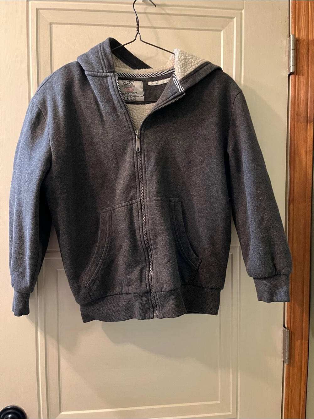 Sherpa-Lined Zip Hoodie - Gray